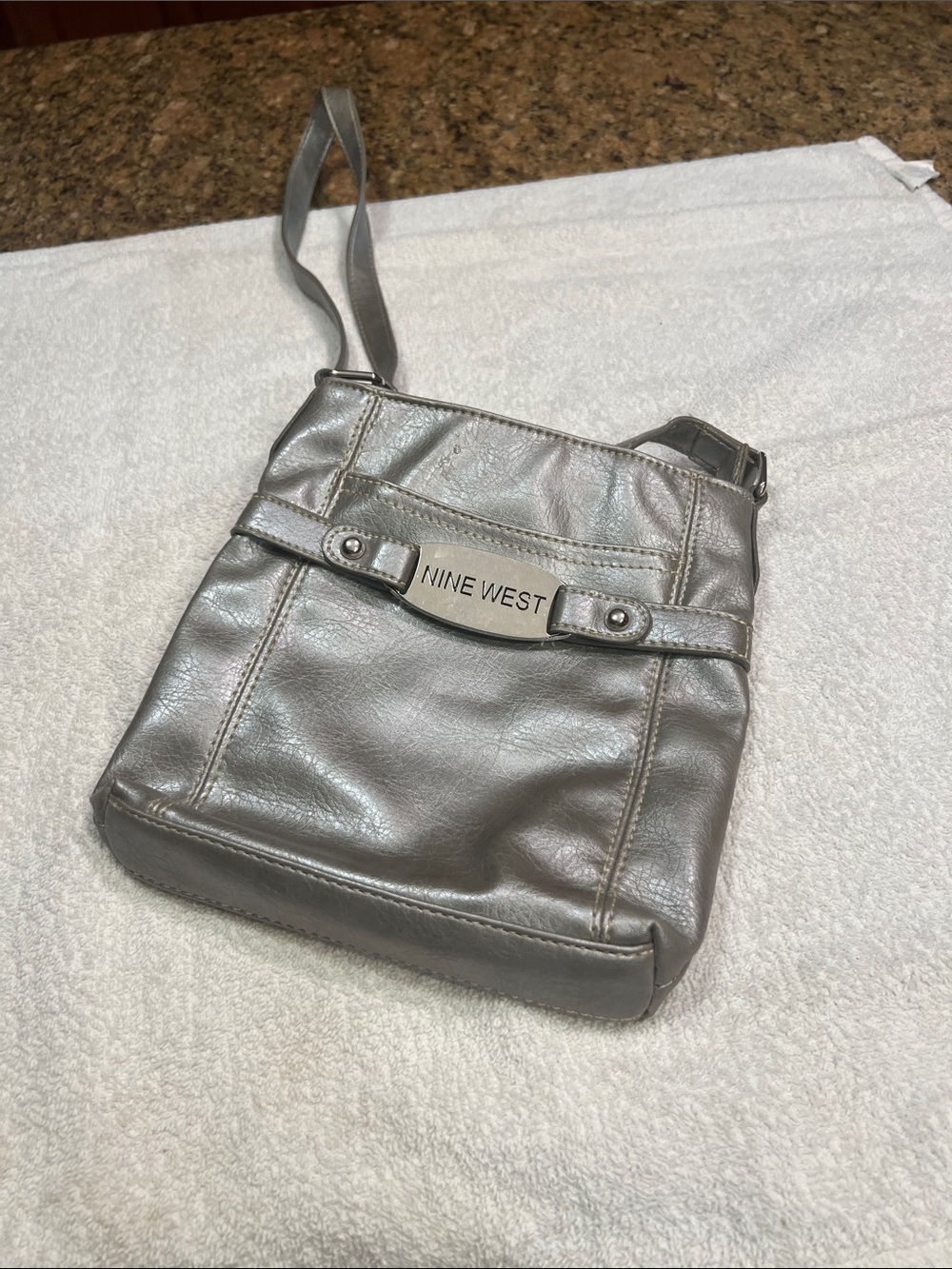 Nine West Silver Metallic Crossbody Shoulder Bag